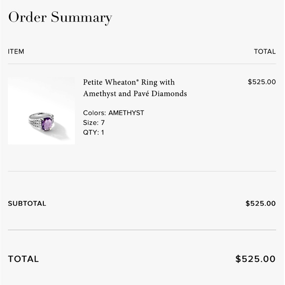 David Yurman Purple Amethyst Wheaton Petite Ring Size 7 - Picture 6 of 16